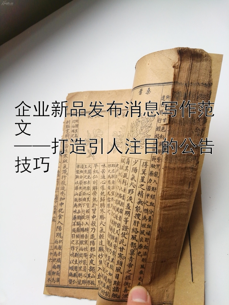 企业新品发布消息写作范文  
——打造引人注目的公告技巧