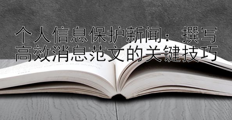 个人信息保护新闻：撰写高效消息范文的关键技巧