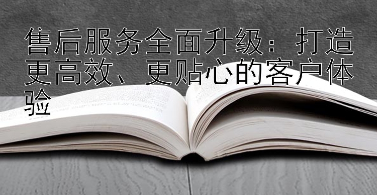 售后服务全面升级：打造更高效、更贴心的客户体验