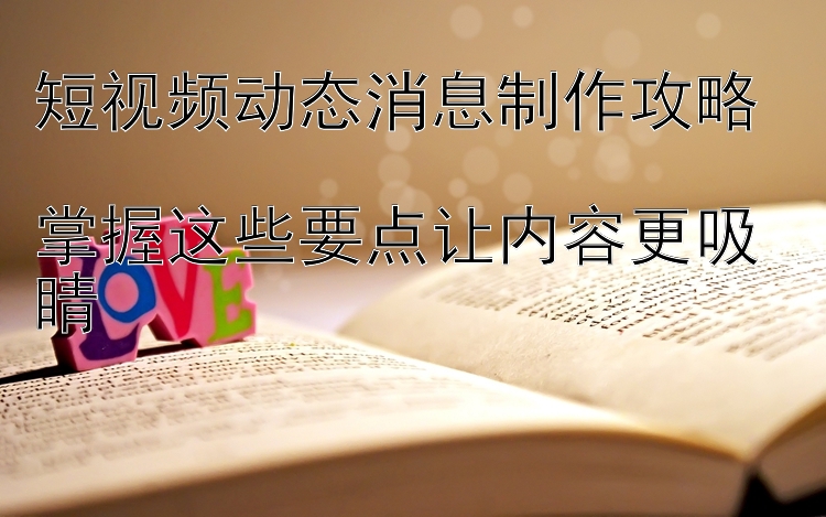 短视频动态消息制作攻略  
掌握这些要点让内容更吸睛